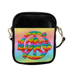 Colorful Love and Peace Background Sling Bag (Model 1627)