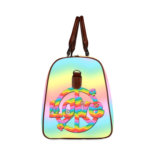 Colorful Love and Peace Background Waterproof Travel Bag/Small (Model 1639)