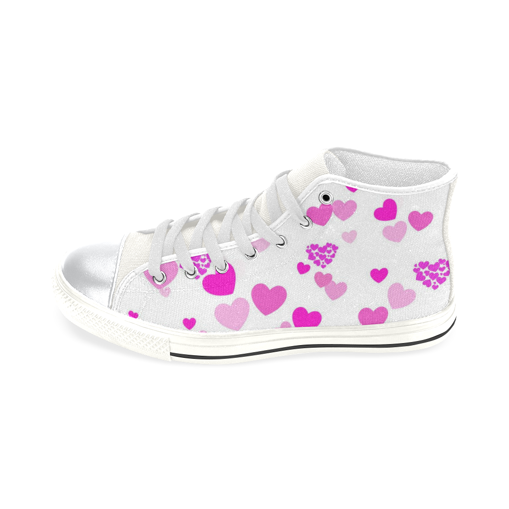 lovely Valentine-Hearts pink High Top Canvas Women's Shoes/Large Size (Model 017)