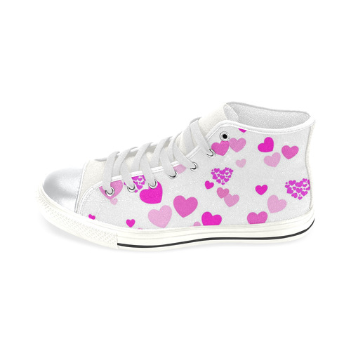 lovely Valentine-Hearts pink High Top Canvas Women's Shoes/Large Size (Model 017)