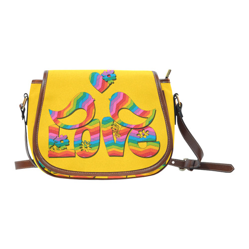 Love Birds with a Heart Saddle Bag/Small (Model 1649) Full Customization
