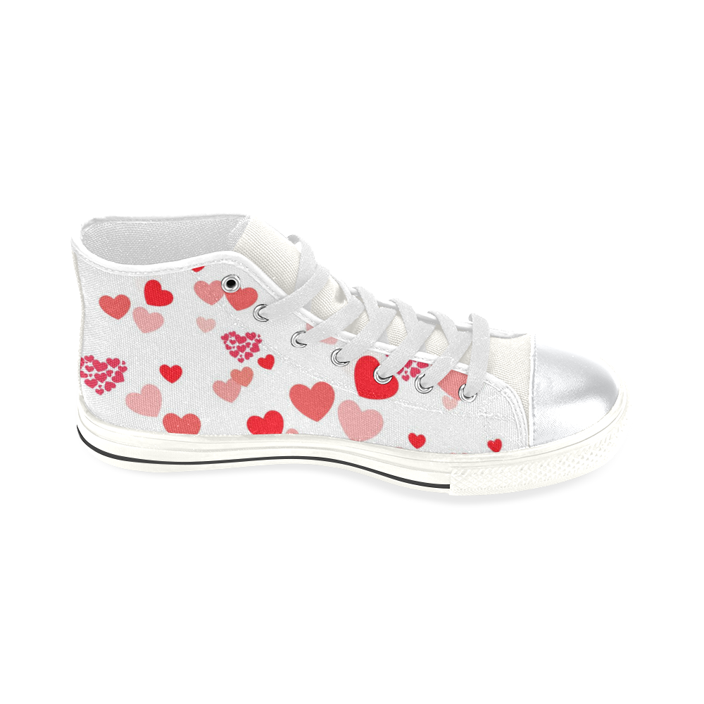lovely Valentine-Hearts red High Top Canvas Women's Shoes/Large Size (Model 017)