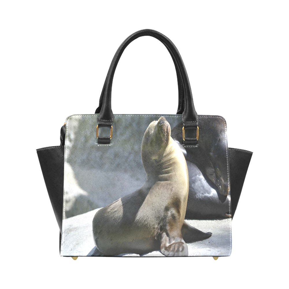 Baby Seal Rivet Shoulder Handbag (Model 1645)