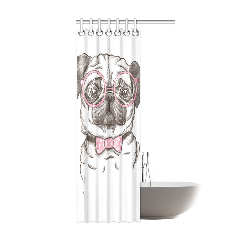 pug in glasses Shower Curtain 36"x72"