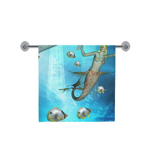 Underwater, dolphin with mermaid Bath Towel 30"x56"