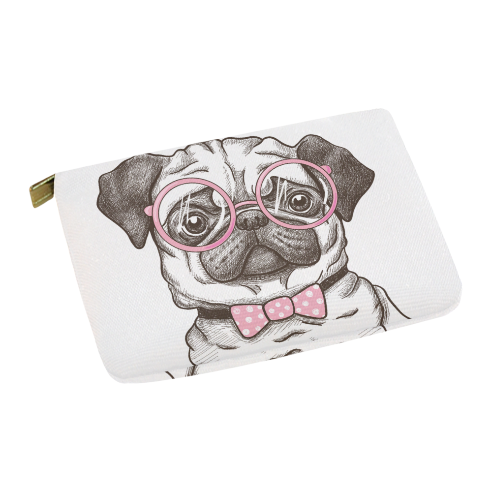 pug in glasses Carry-All Pouch 12.5''x8.5''