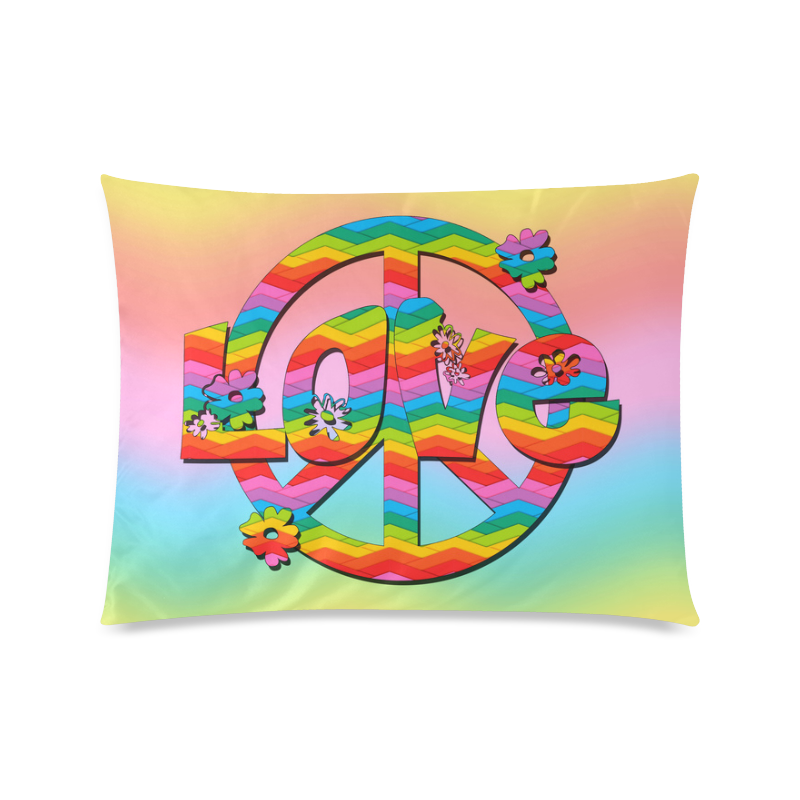 Colorful Love and Peace Background Custom Zippered Pillow Case 20"x26"(Twin Sides)