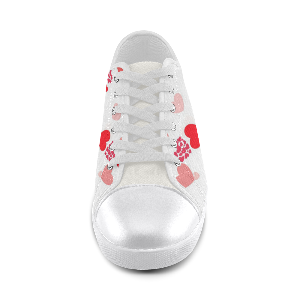 lovely Valentine-Hearts red Canvas Shoes for Women/Large Size (Model 016)