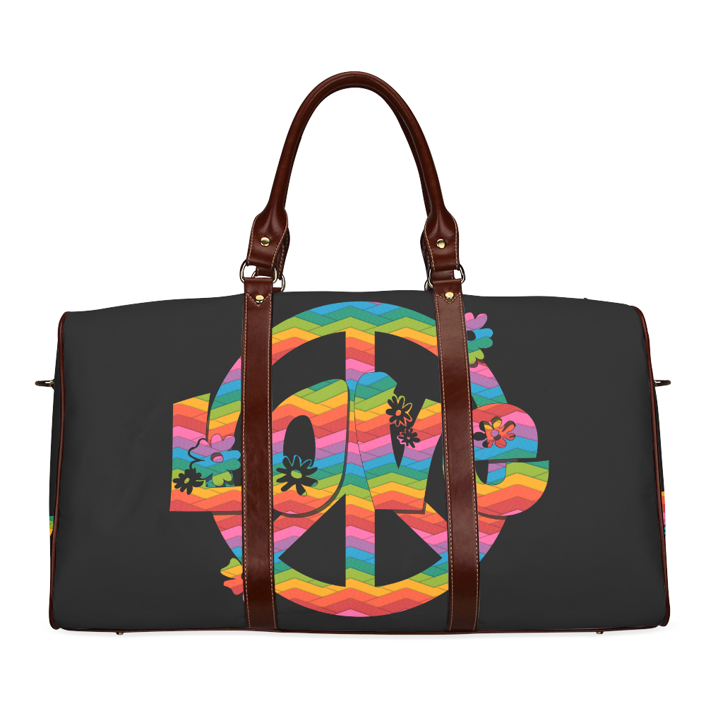 Colorful Love and Peace Waterproof Travel Bag/Small (Model 1639)