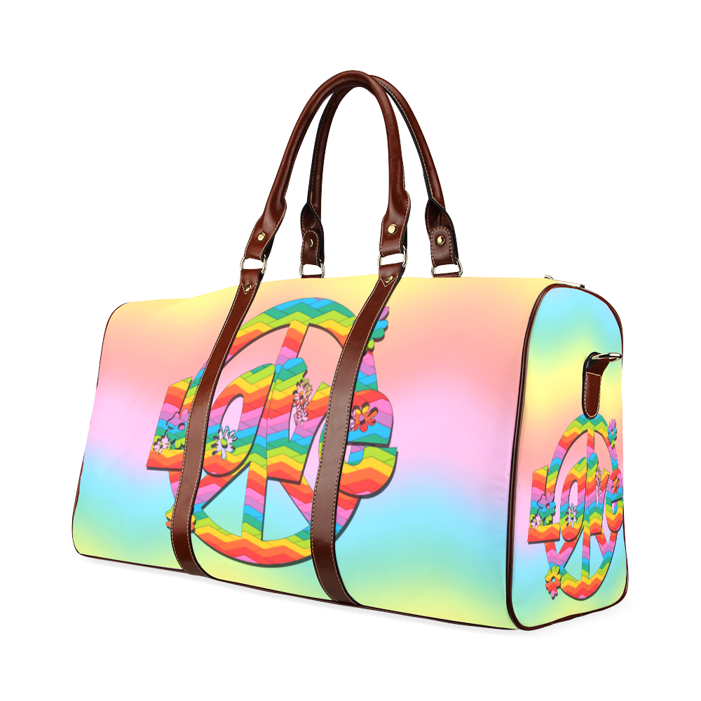 Colorful Love and Peace Background Waterproof Travel Bag/Small (Model 1639)