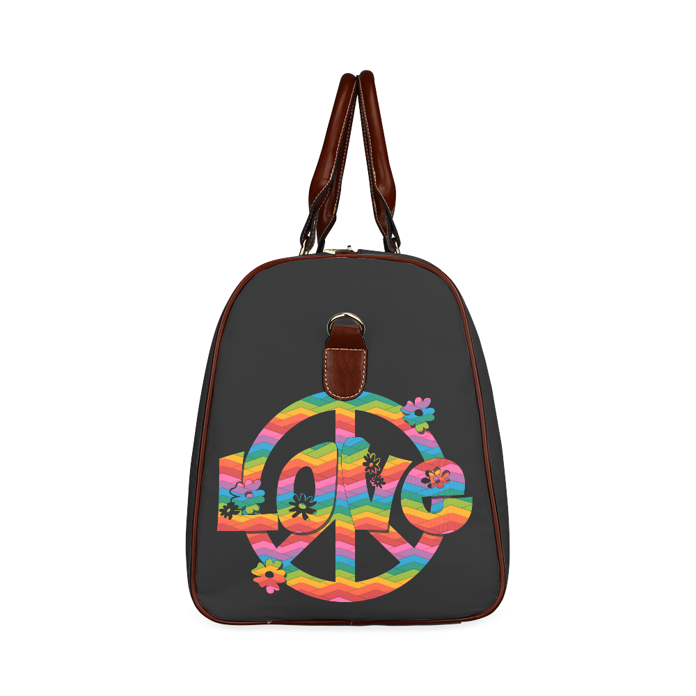 Colorful Love and Peace Waterproof Travel Bag/Small (Model 1639)