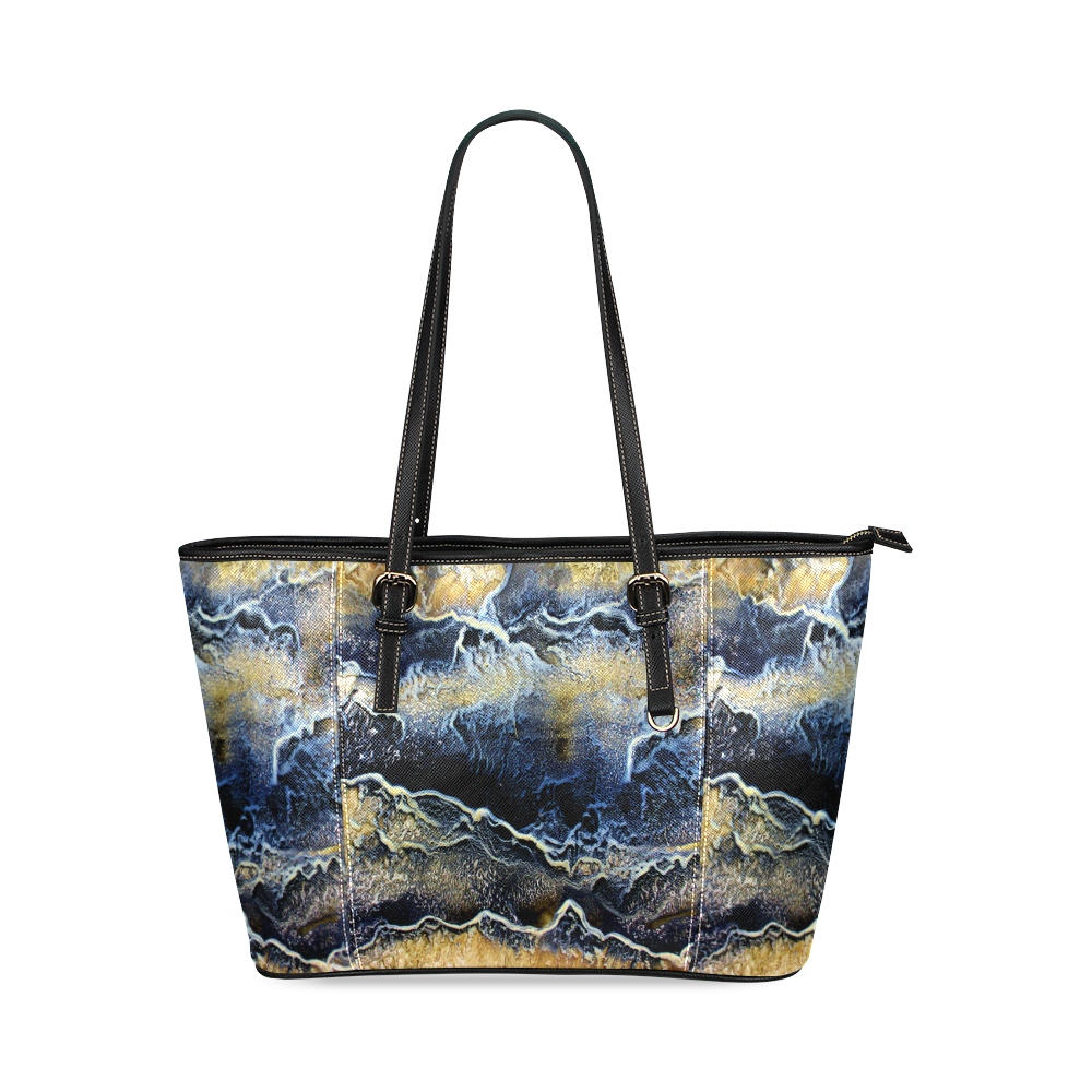 Space Universe Marbling Leather Tote Bag/Large (Model 1640)
