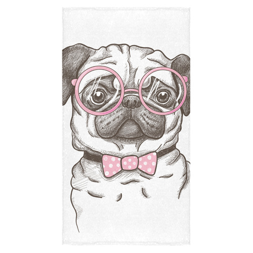pug in glasses Bath Towel 30"x56"