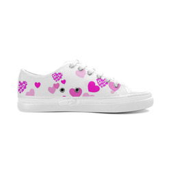 lovely Valentine-Hearts pink Women's Canvas Zipper Shoes/Large Size (Model 001)