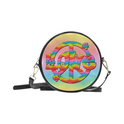 Colorful Love and Peace Background Round Sling Bag (Model 1647)