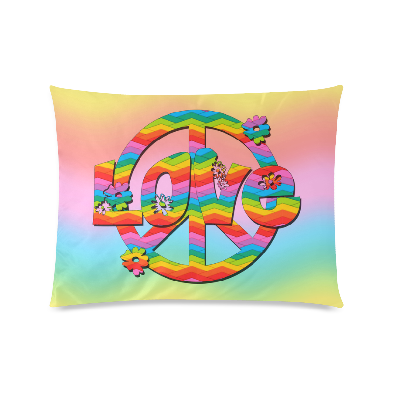 Colorful Love and Peace Background Custom Picture Pillow Case 20"x26" (one side)