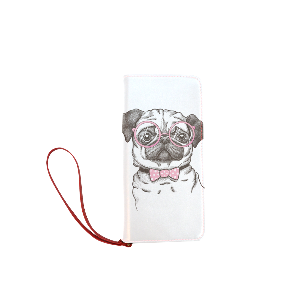 pug in glasses Women's Clutch Wallet (Model 1637)