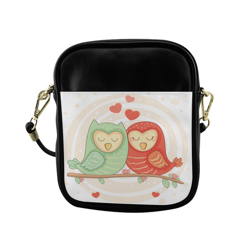 Cute Love Birds Hearts Flowers Tree Sling Bag (Model 1627)