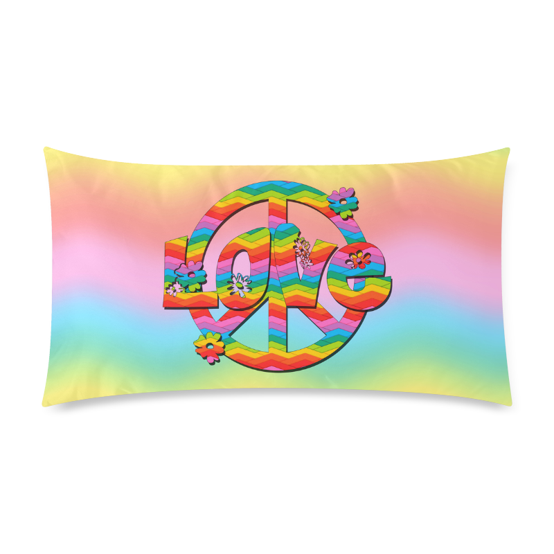 Colorful Love and Peace Background Custom Rectangle Pillow Case 20"x36" (one side)