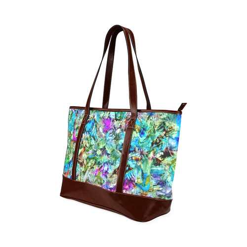Colorful Flower Marbling Tote Handbag (Model 1642)