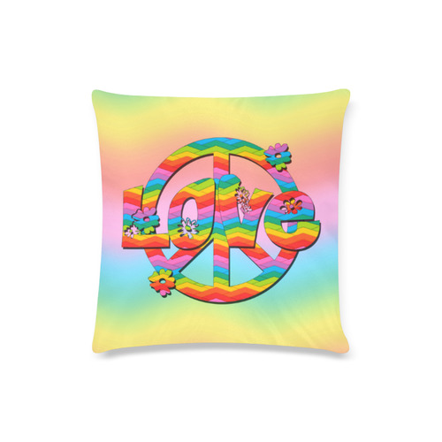 Colorful Love and Peace Background Custom Zippered Pillow Case 16"x16"(Twin Sides)
