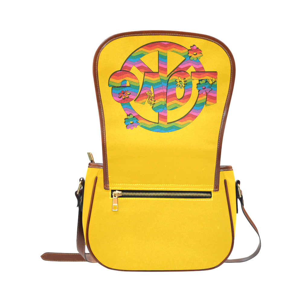 Colorful Love and Peace Saddle Bag/Small (Model 1649) Full Customization