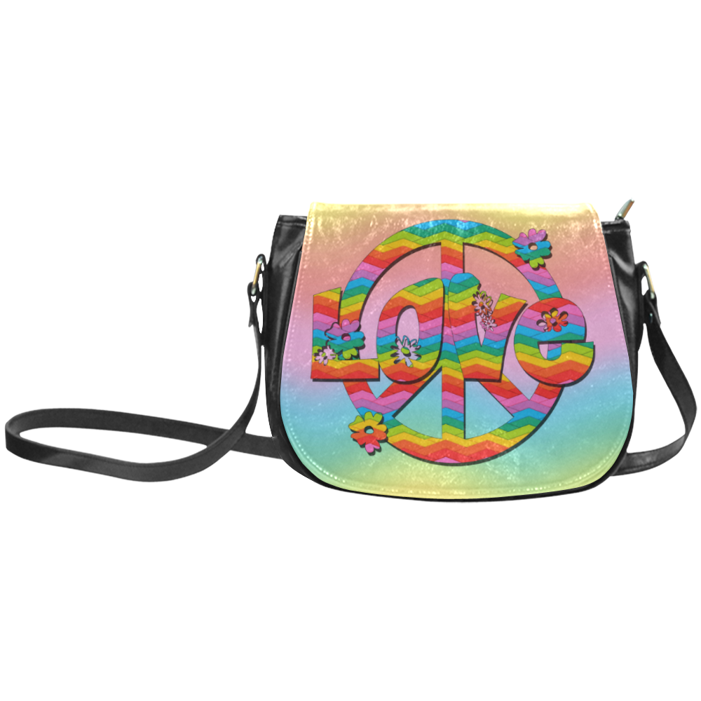 Colorful Love and Peace Background Classic Saddle Bag/Large (Model 1648)