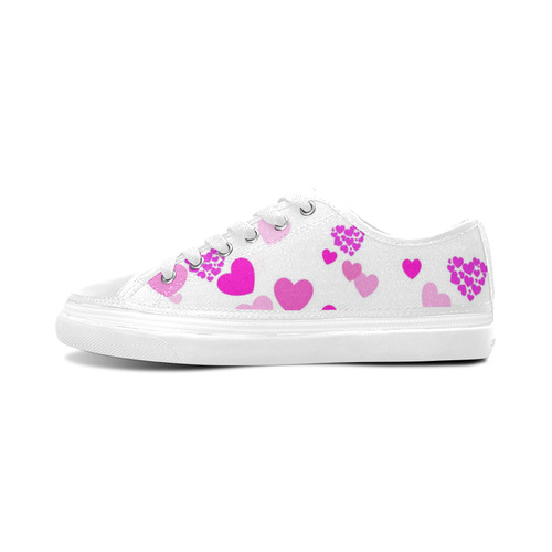 lovely Valentine-Hearts pink Women's Canvas Zipper Shoes/Large Size (Model 001)