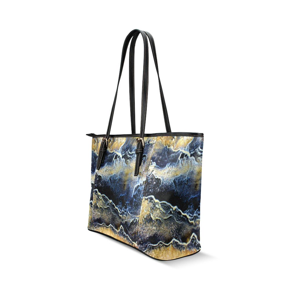 Space Universe Marbling Leather Tote Bag/Large (Model 1640)