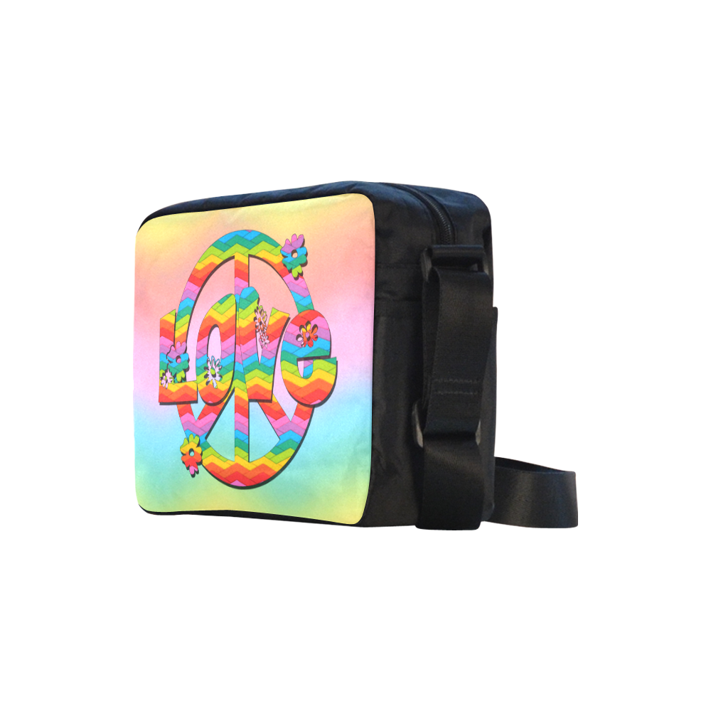 Colorful Love and Peace Background Classic Cross-body Nylon Bags (Model 1632)