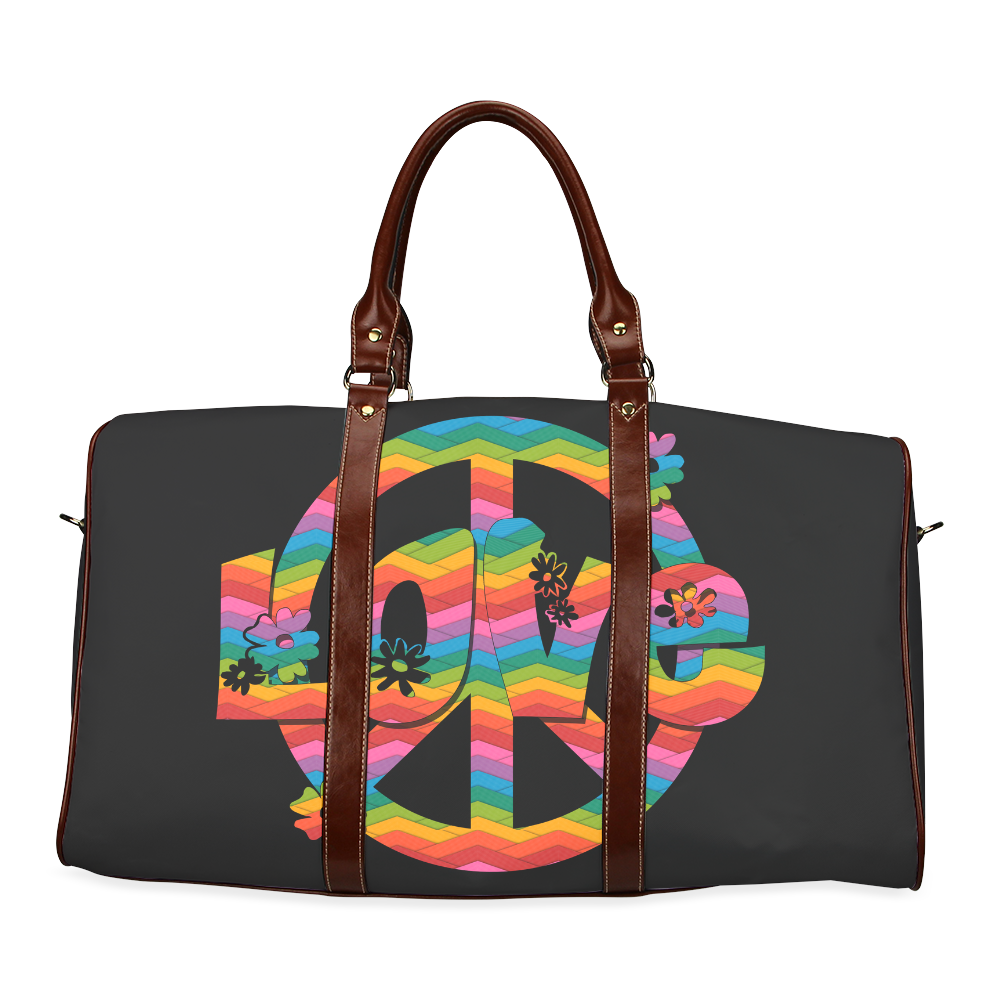 Colorful Love and Peace Waterproof Travel Bag/Small (Model 1639)