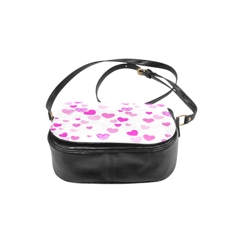 lovely Valentine-Hearts pink Classic Saddle Bag/Small (Model 1648)