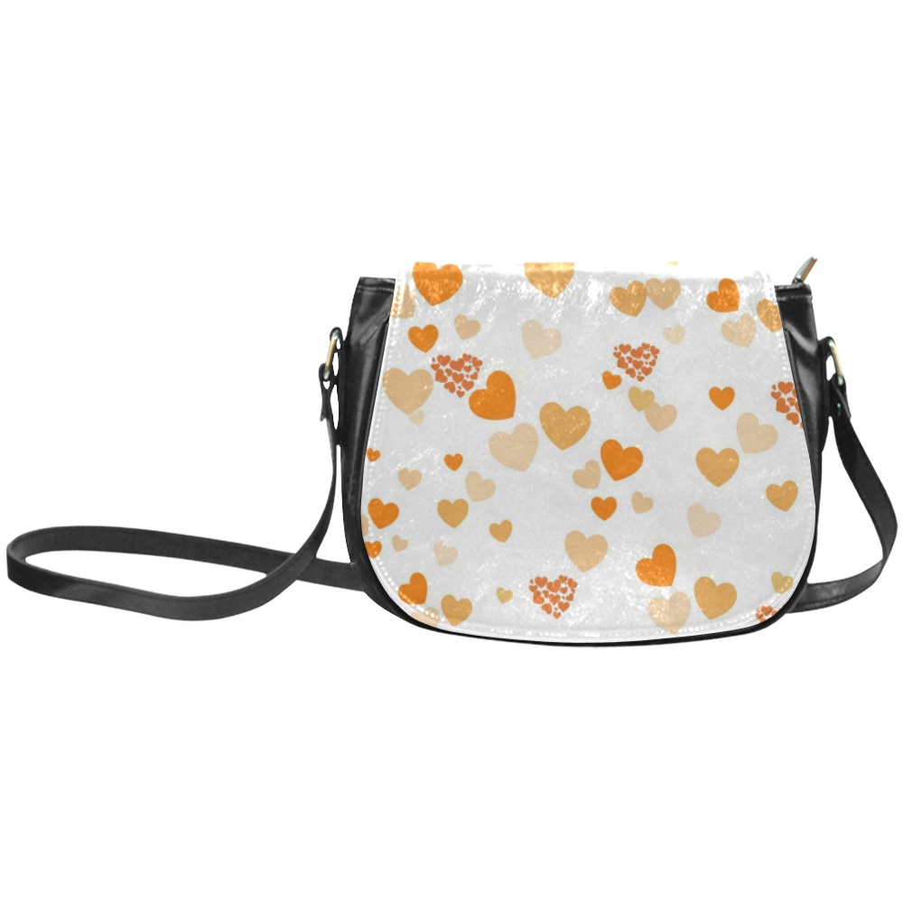 lovely Valentine-Hearts orange Classic Saddle Bag/Small (Model 1648)