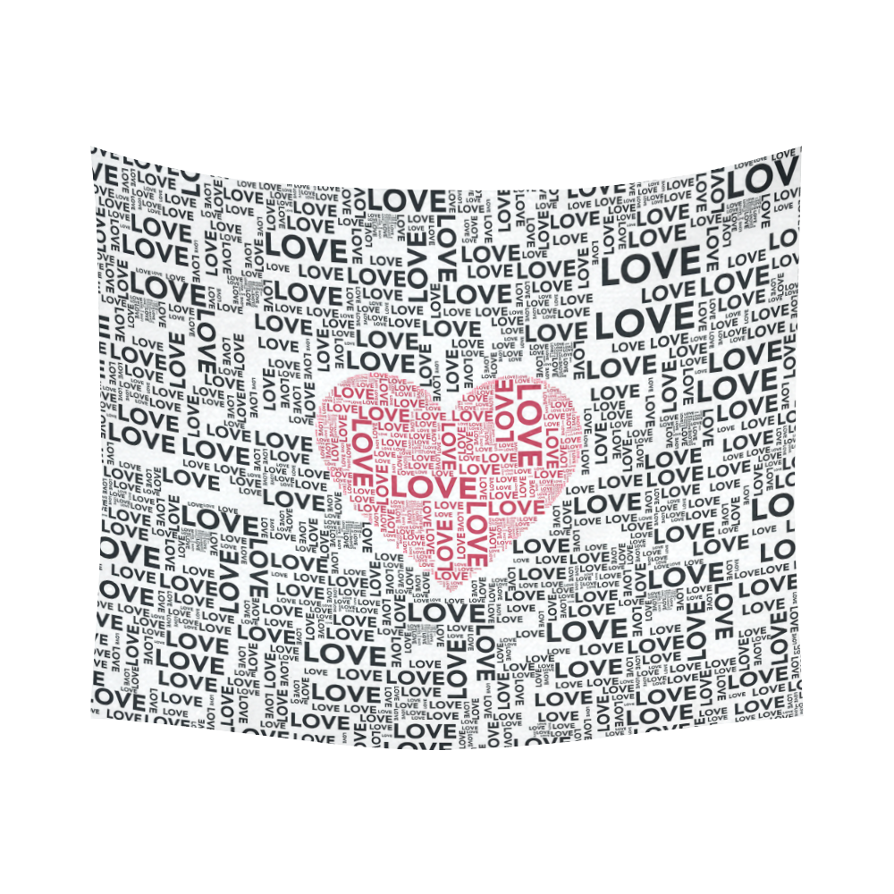 Love Heart Cotton Linen Wall Tapestry 60"x 51"