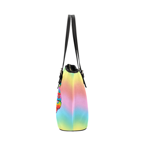 Colorful Love and Peace Background Leather Tote Bag/Small (Model 1651)