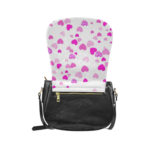 lovely Valentine-Hearts pink Classic Saddle Bag/Small (Model 1648)