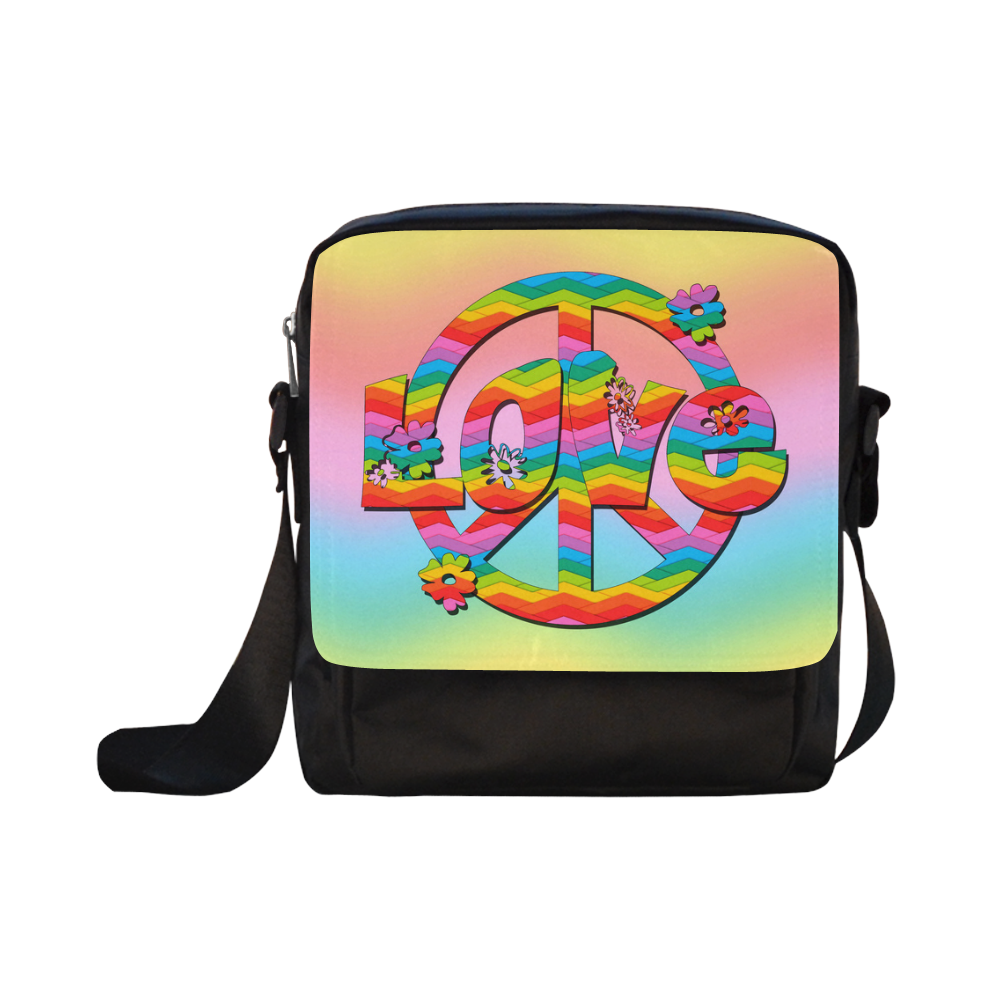 Colorful Love and Peace Background Crossbody Nylon Bags (Model 1633)