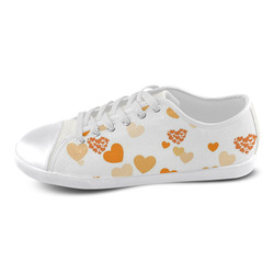 lovely Valentine-Hearts orange Canvas Shoes for Women/Large Size (Model 016)