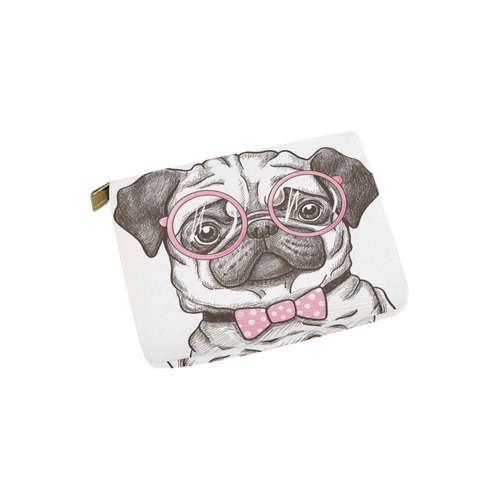 pug in glasses Carry-All Pouch 6''x5''