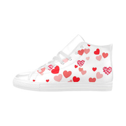 lovely Valentine-Hearts red Aquila High Top Microfiber Leather Women's Shoes (Model 032)