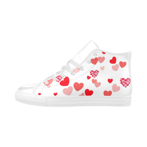 lovely Valentine-Hearts red Aquila High Top Microfiber Leather Women's Shoes (Model 032)
