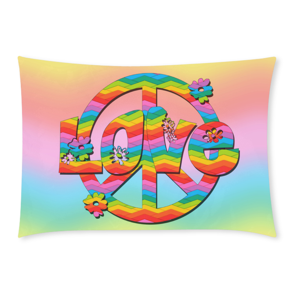 Colorful Love and Peace Background Custom Rectangle Pillow Case 20x30 (One Side)