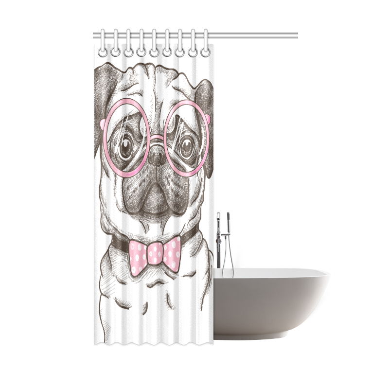 pug in glasses Shower Curtain 48"x72"