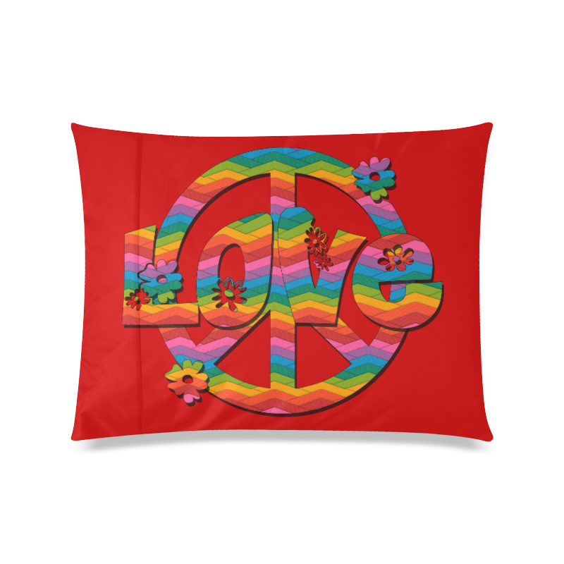 Colorful Love and Peace Custom Zippered Pillow Case 20"x26"(Twin Sides)