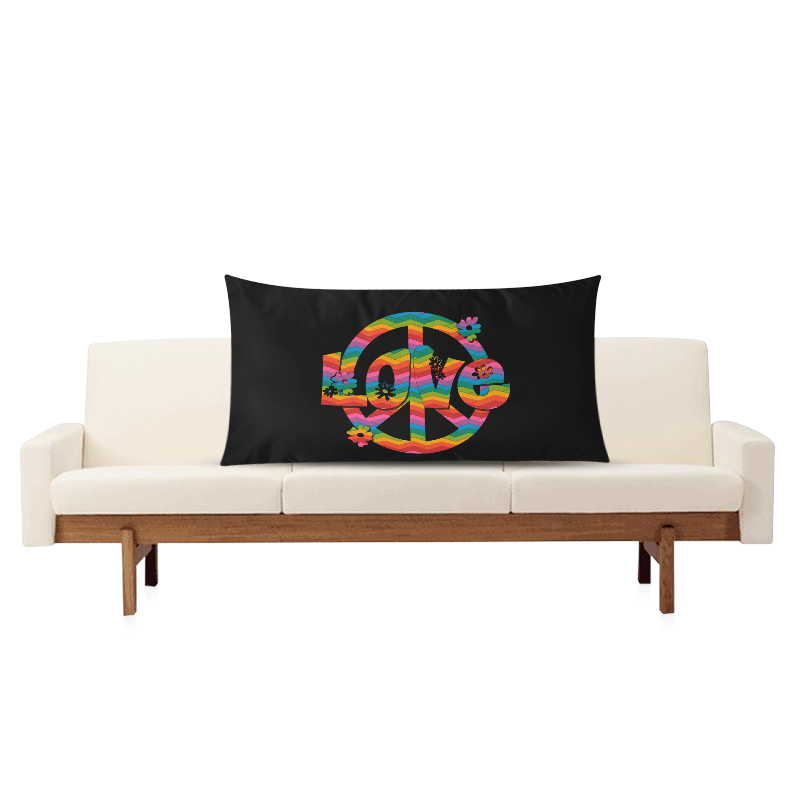 Colorful Love and Peace Rectangle Pillow Case 20"x36"(Twin Sides)