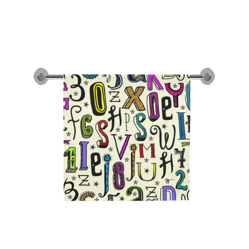 Letters Numbers Stars Typography Pattern Colored Bath Towel 30"x56"
