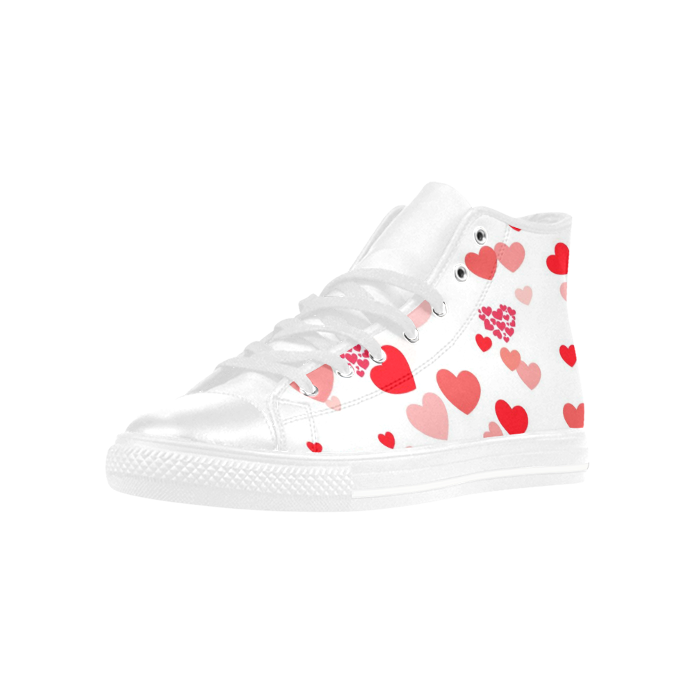 lovely Valentine-Hearts red Aquila High Top Microfiber Leather Women's Shoes (Model 032)
