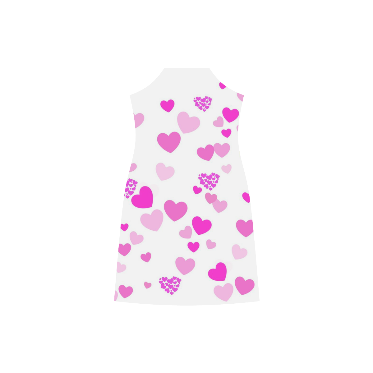 lovely Valentine-Hearts pink V-Neck Open Fork Long Dress(Model D18)