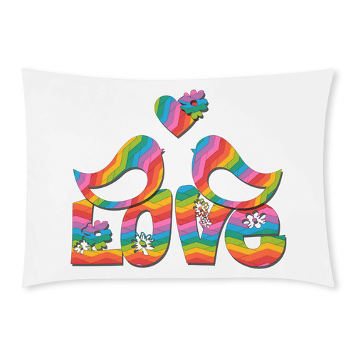 Love Birds with a Heart Custom Rectangle Pillow Case 20x30 (One Side)