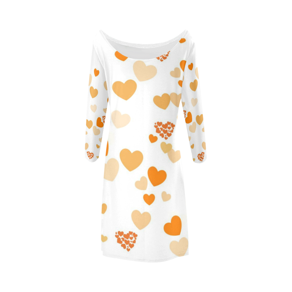 lovely Valentine-Hearts orange Bateau A-Line Skirt (D21)